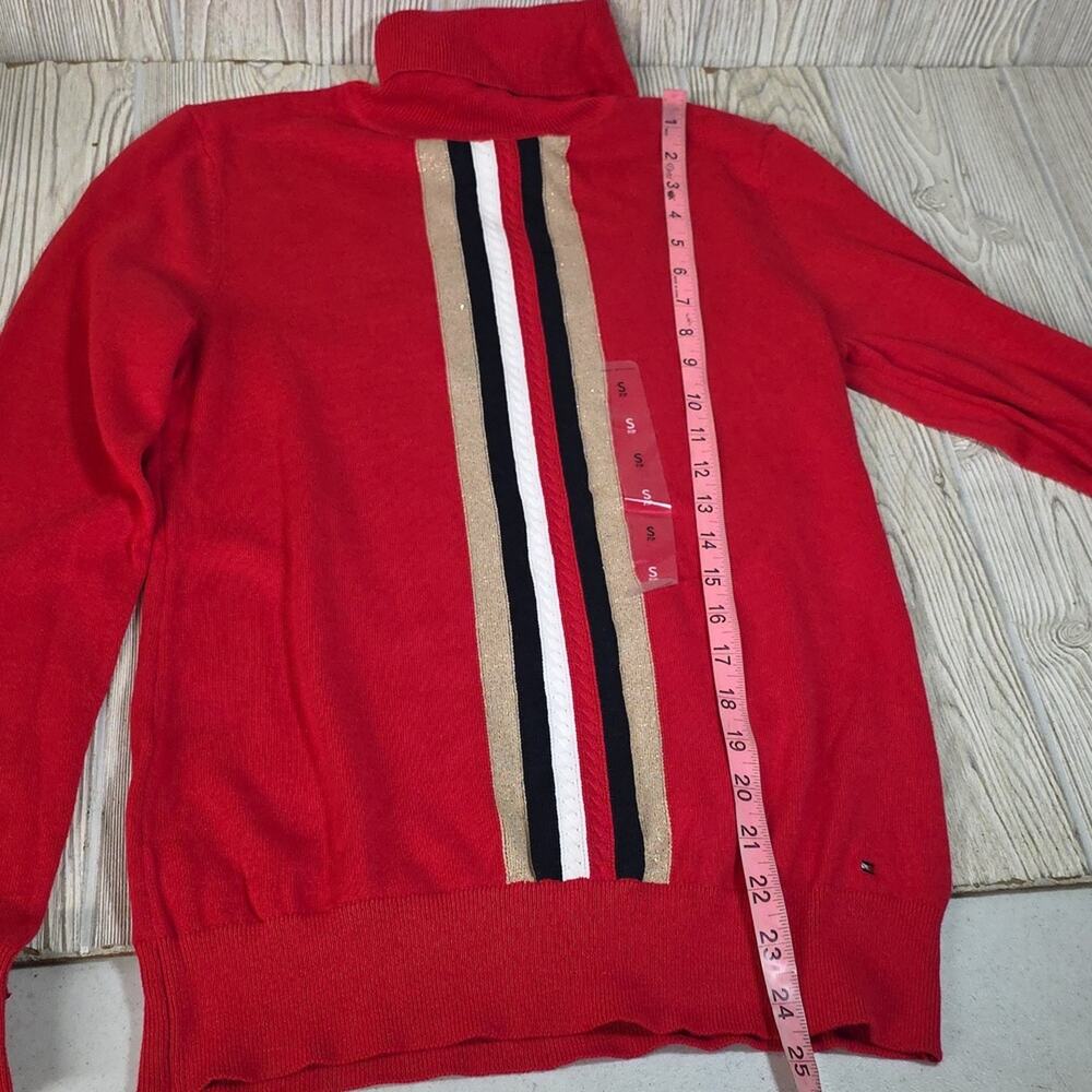 Tommy Hilfiger Global Cable Stella Red Turtleneck Sweater Womens Size Small NWT - Picture 7 of 11
